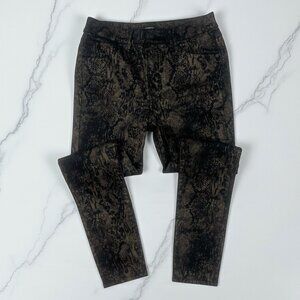 Express Mid Rise Skinny Jeans Size 4 R Black Metallic Gold Embossed Snake 5735